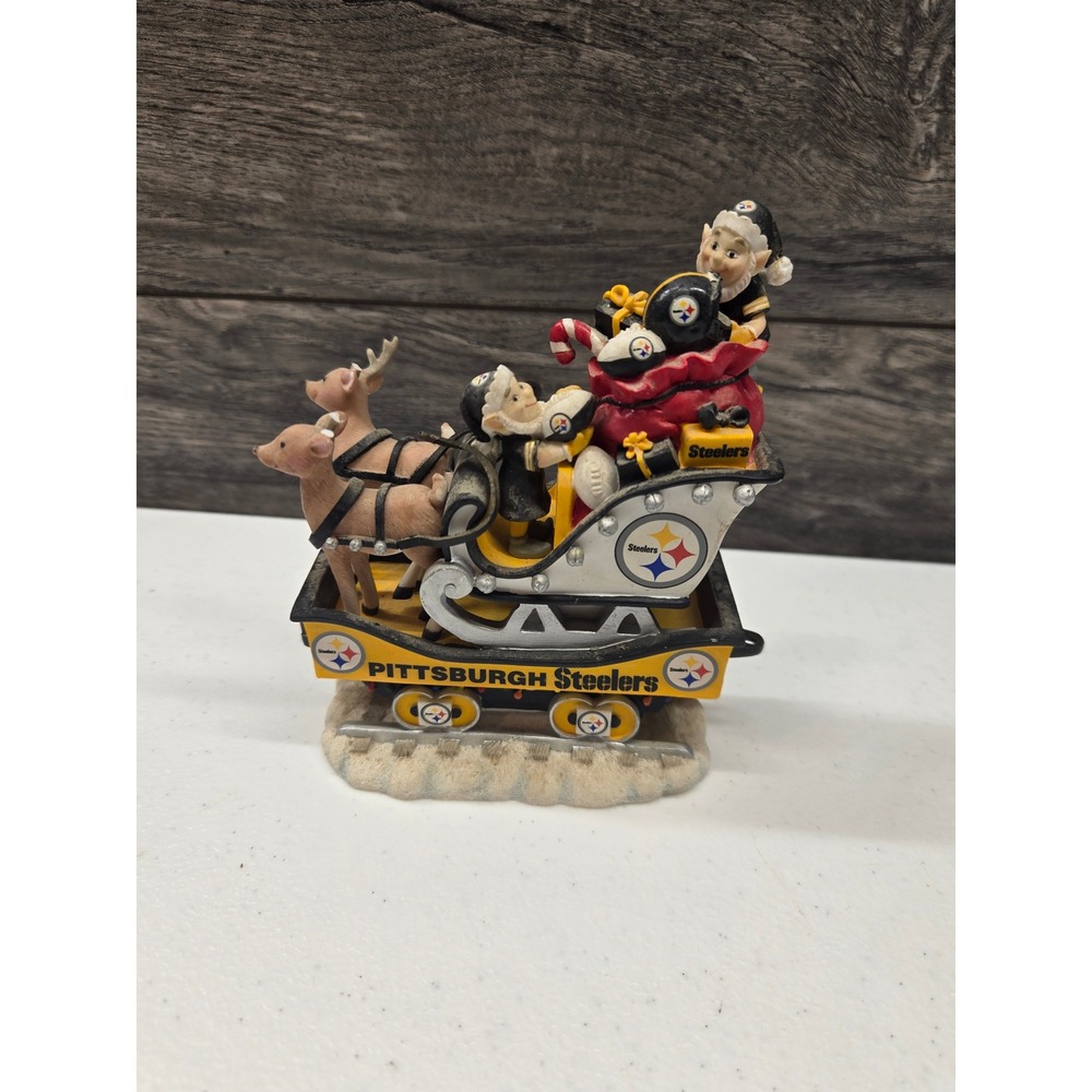 Danbury Mint Pittsburgh Steelers Holiday Halftime Rail Sleigh Figurine NFL
